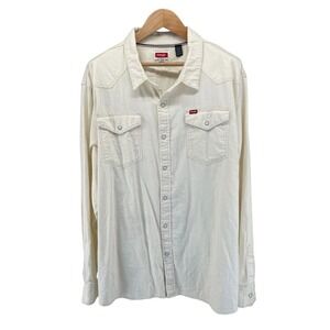Wrangler Mens 3XL Western Pearl Snap Shirt Cream Off White 100% Cotton 112366768